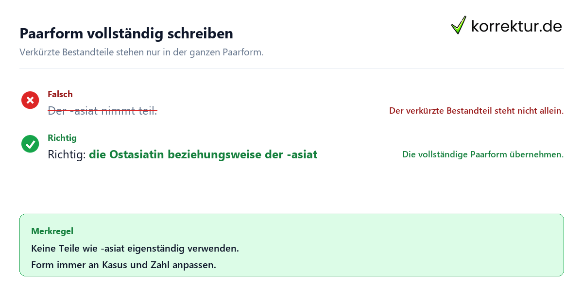 Paarform vollständig schreiben Ostasiat richtig gendern: Formen sicher verwenden, Paarform korrekt nutzen
