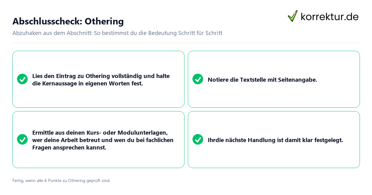 Konkreter Abschlusscheck zu Othering