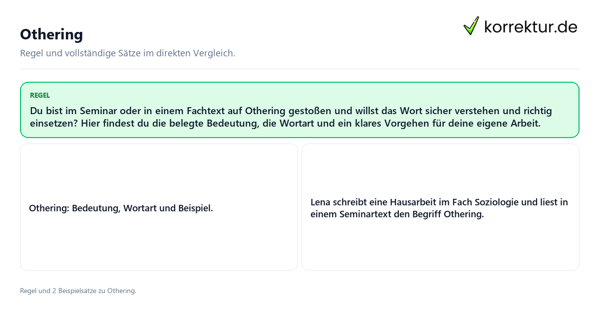 Konkrete Regel und vollständige Beispielsätze zu Othering