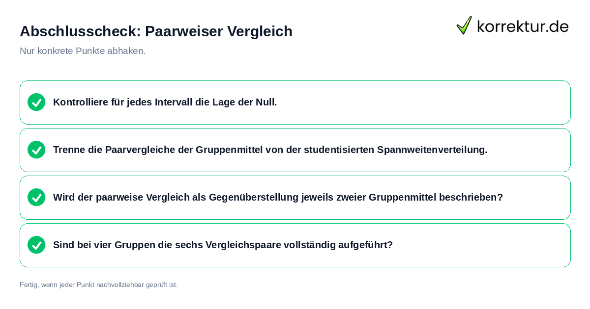Konkreter Abschlusscheck zu Paarweiser Vergleich