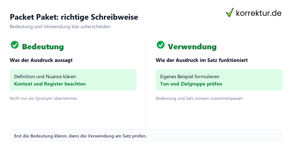 Packet Paket: richtige Schreibweise mit Bedeutung und passender Verwendung im Vergleich