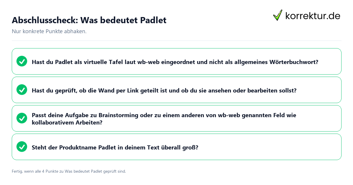 Konkreter Abschlusscheck zu Was bedeutet Padlet