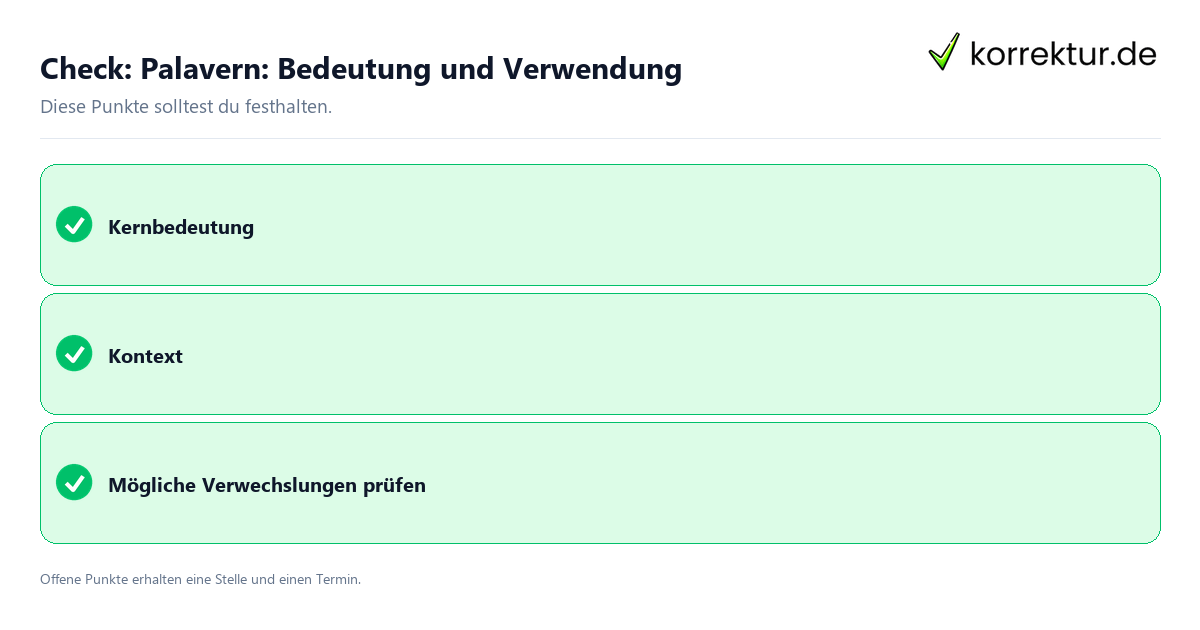 Palavern: Bedeutung und Verwendung mit Checkliste für Unterlagen und nächste Schritte