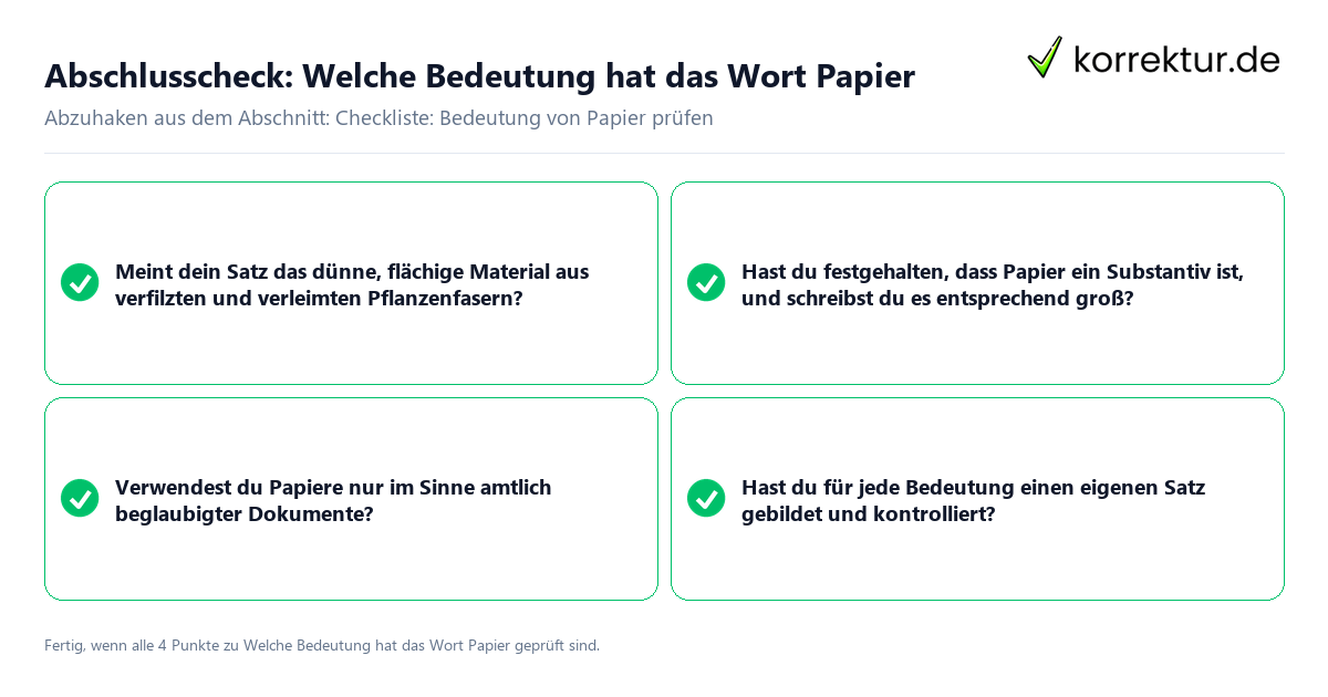 Abschlusscheck: Welche Bedeutung hat das Wort Papier Konkreter Abschlusscheck zu Welche Bedeutung hat das Wort Papier