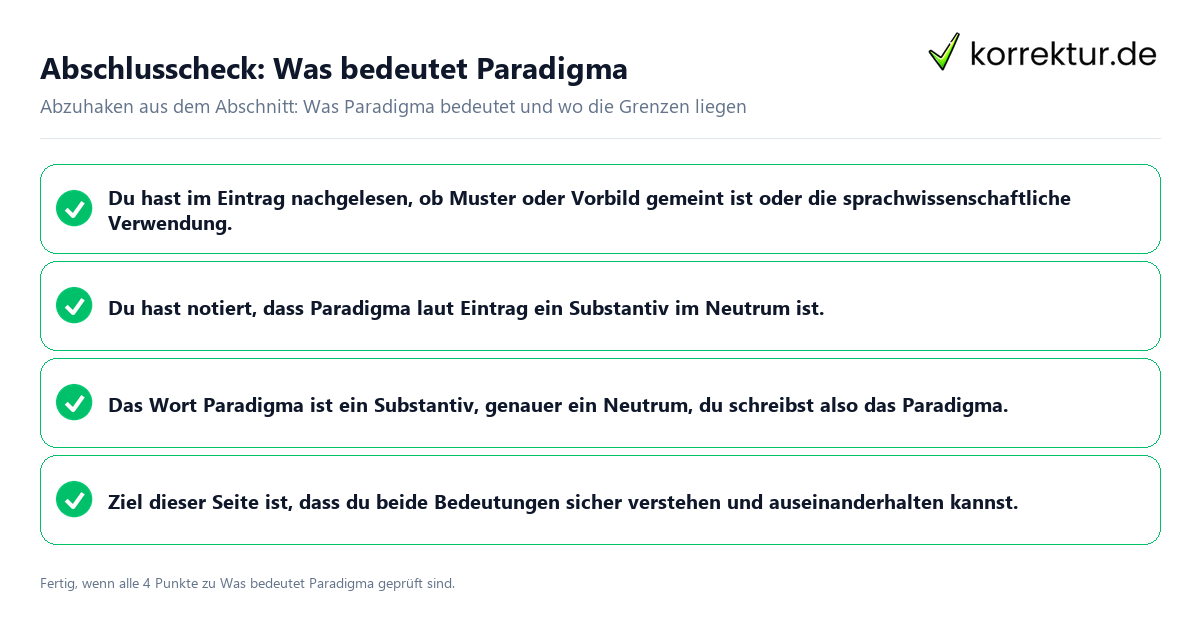 Abschlusscheck: Was bedeutet Paradigma Konkreter Abschlusscheck zu Was bedeutet Paradigma
