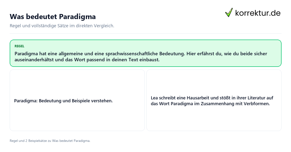 Was bedeutet Paradigma Konkrete Regel und vollständige Beispielsätze zu Was bedeutet Paradigma