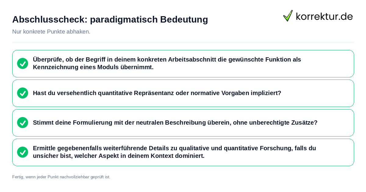 Abschlusscheck: paradigmatisch Bedeutung Konkreter Abschlusscheck zu paradigmatisch Bedeutung