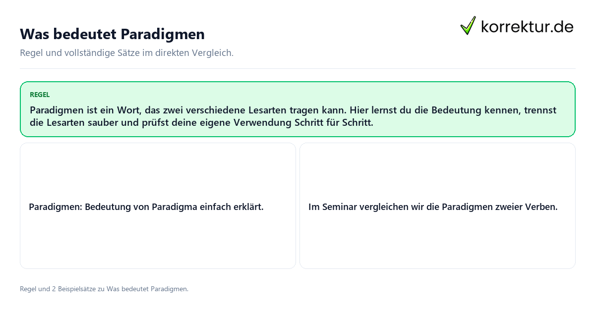 Was bedeutet Paradigmen Konkrete Regel und vollständige Beispielsätze zu Was bedeutet Paradigmen