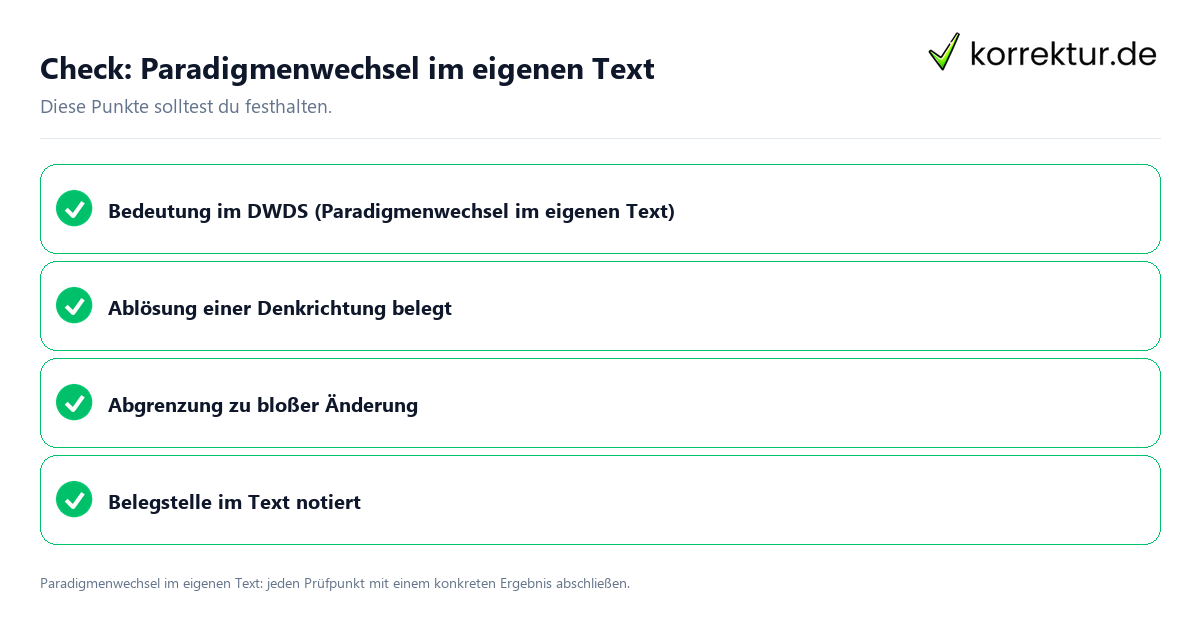 Paradigmenwechsel im eigenen Text mit einer themenspezifischen Checkliste