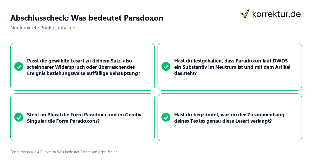 Abschlusscheck: Was bedeutet Paradoxon Konkreter Abschlusscheck zu Was bedeutet Paradoxon