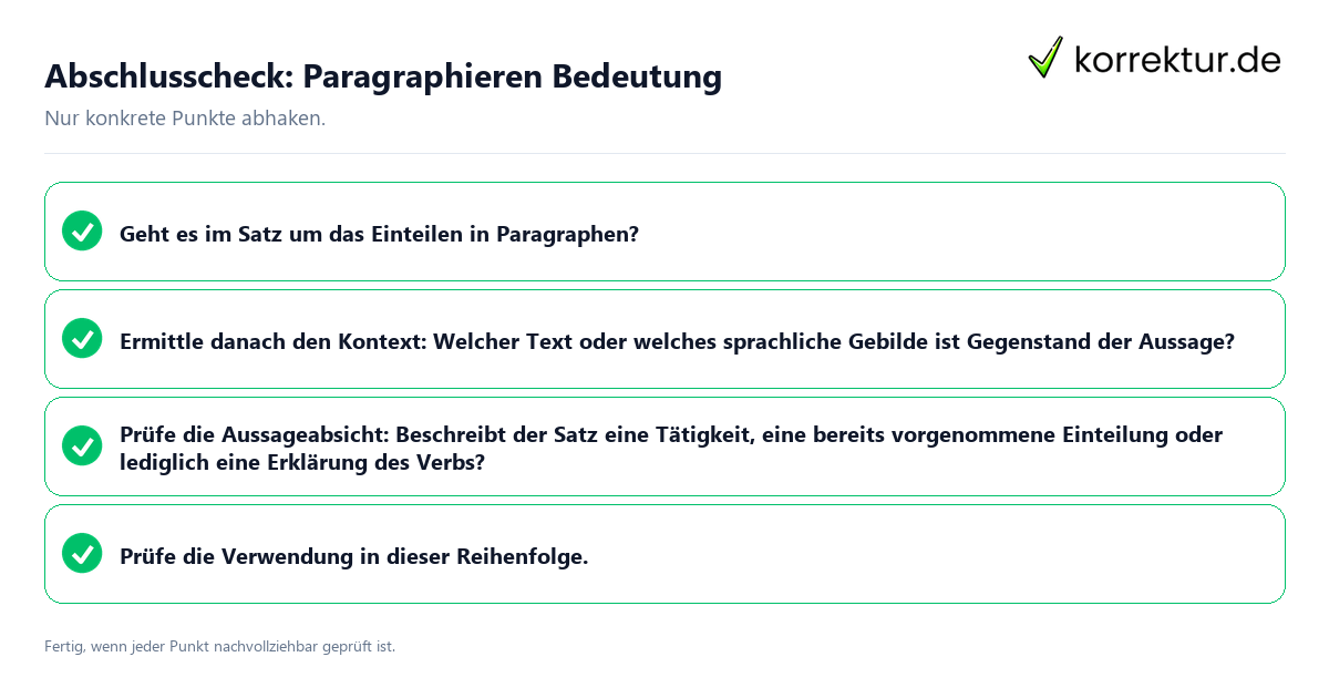 Abschlusscheck: Paragraphieren Bedeutung Konkreter Abschlusscheck zu Paragraphieren Bedeutung