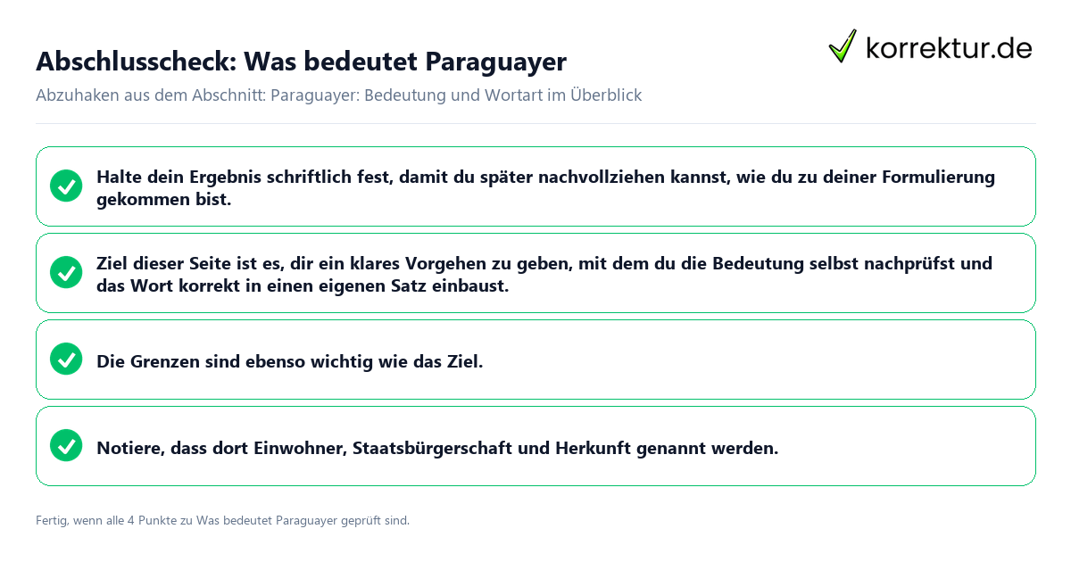 Abschlusscheck: Was bedeutet Paraguayer Konkreter Abschlusscheck zu Was bedeutet Paraguayer