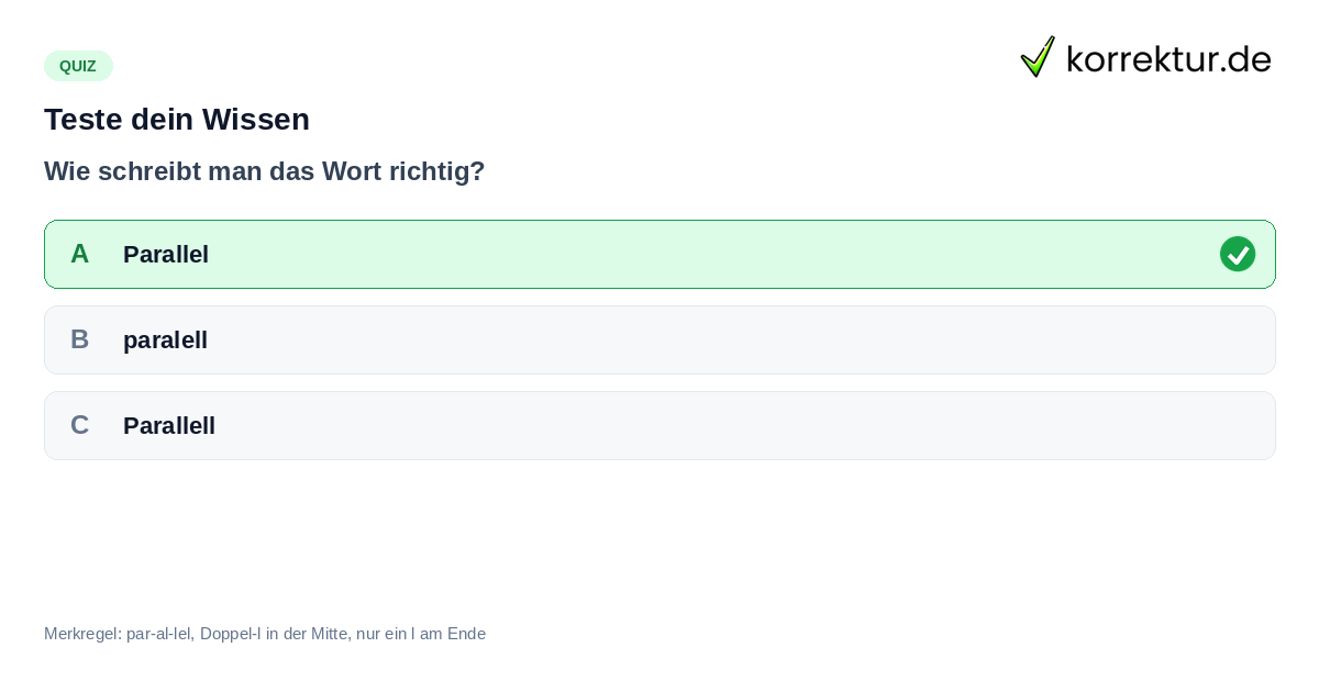 Quiz zur Schreibweise von Parallel oder paralell