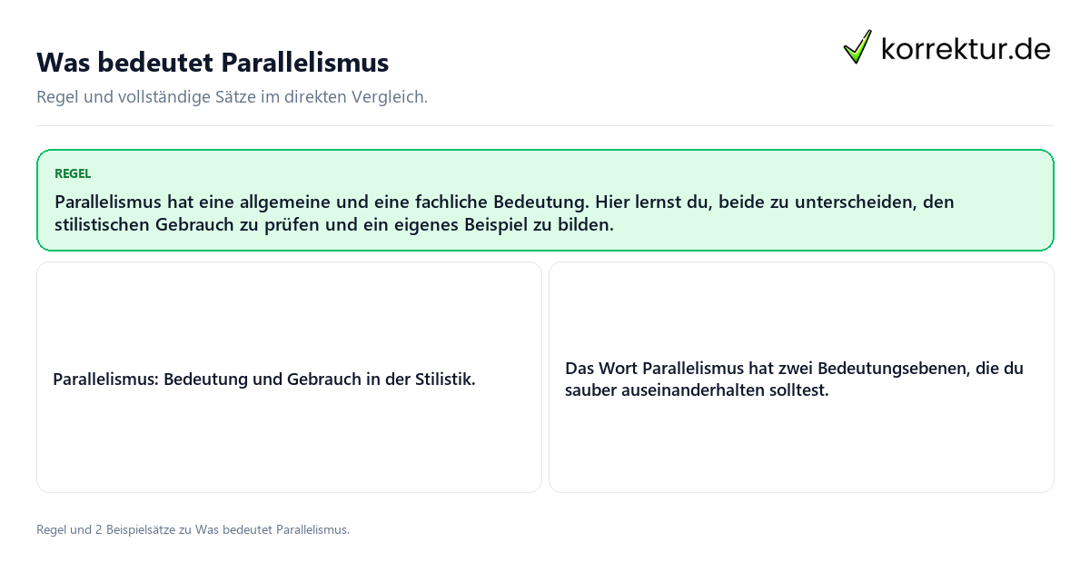 Konkrete Regel und vollständige Beispielsätze zu Was bedeutet Parallelismus