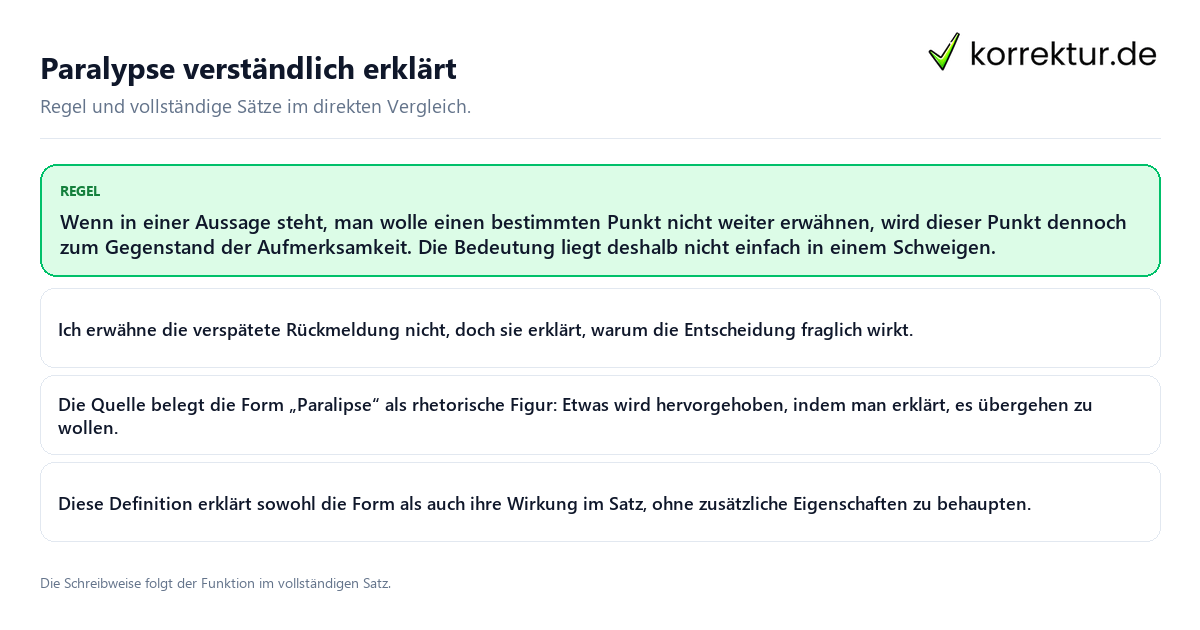 Konkrete Regel und vollständige Beispielsätze zu Paralypse verständlich erklärt