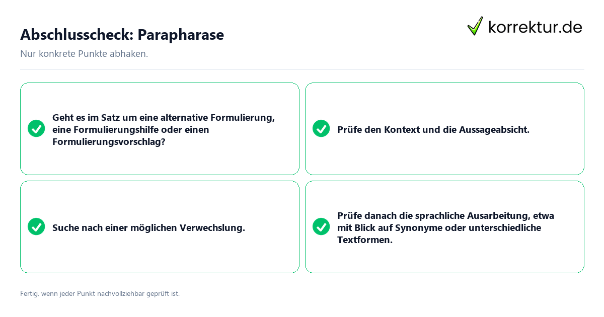 Abschlusscheck: Parapharase Konkreter Abschlusscheck zu Parapharase