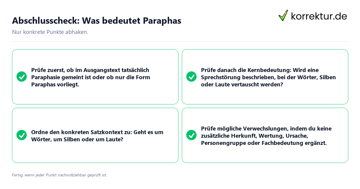 Konkreter Abschlusscheck zu Was bedeutet Paraphas