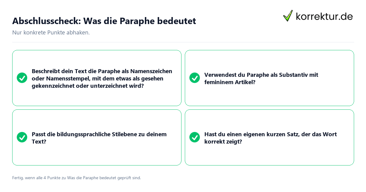 Konkreter Abschlusscheck zu Was die Paraphe bedeutet