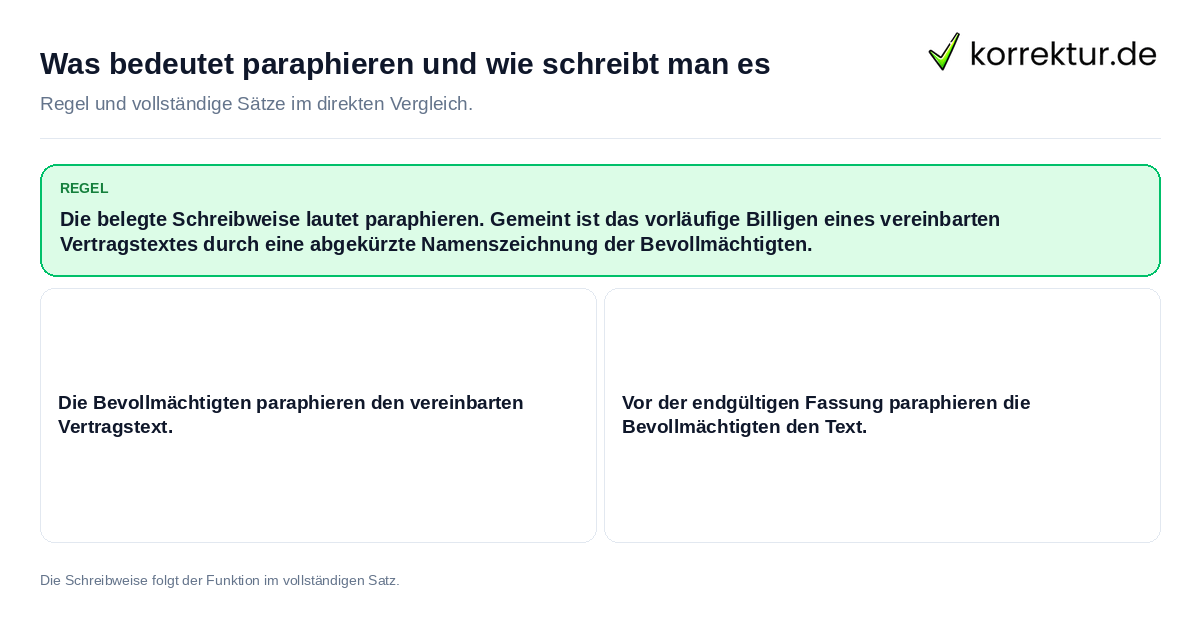 Was bedeutet paraphieren und wie schreibt man es Konkrete Regel und vollständige Beispielsätze zu Was bedeutet paraphieren und wie schreibt man es