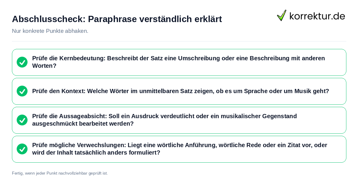 Abschlusscheck: Paraphrase verständlich erklärt Konkreter Abschlusscheck zu Paraphrase verständlich erklärt
