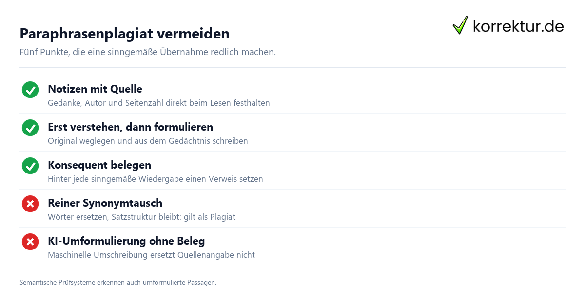 Paraphrasenplagiat vermeiden: Checkliste für sauberes wissenschaftliches Arbeiten