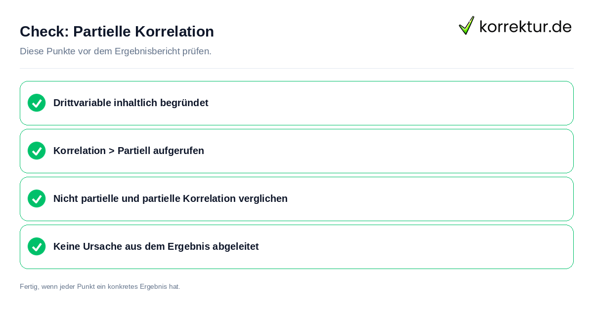 Partielle Korrelation: Prüfliste mit vier Punkten