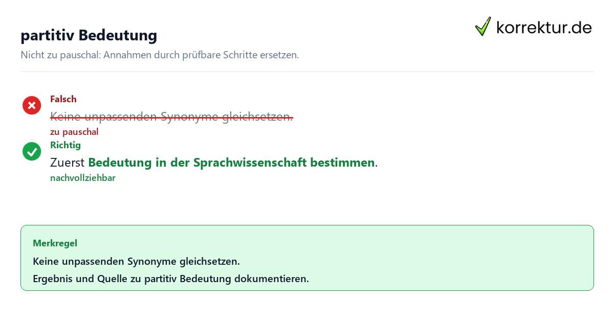 Ungeeignete und belastbare Vorgehensweise bei partitiv Bedeutung