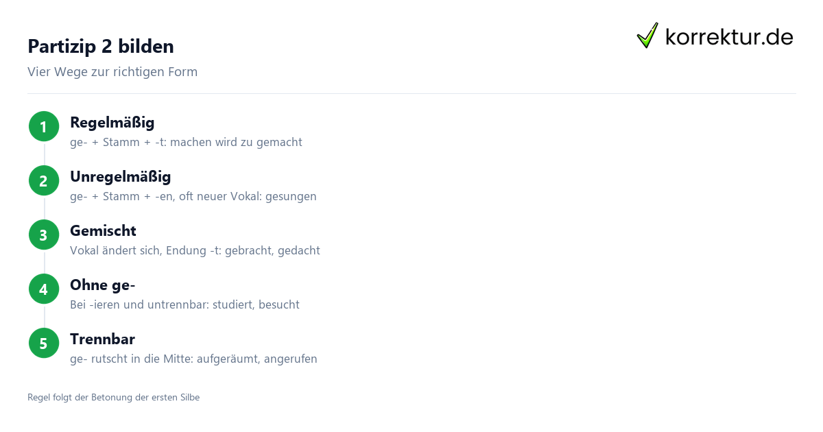 Partizip 2: zwei Endungen Partizip 2 Bildung regelmäßig und unregelmäßig
