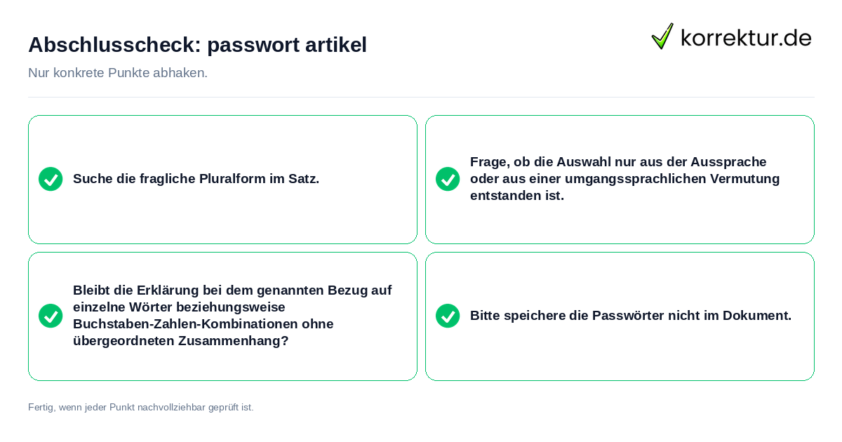 Konkreter Abschlusscheck zu passwort artikel