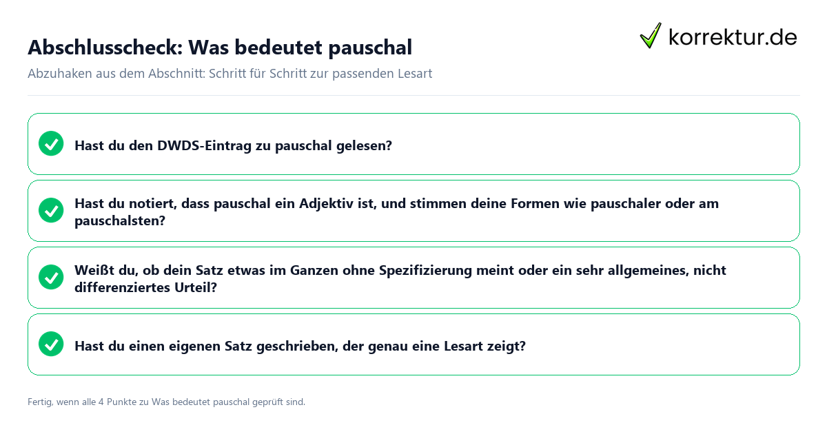 Konkreter Abschlusscheck zu Was bedeutet pauschal