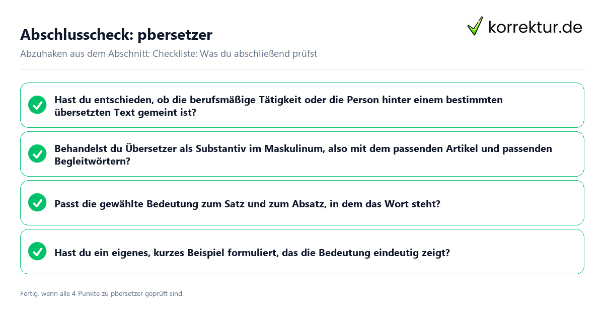 Konkreter Abschlusscheck zu pbersetzer