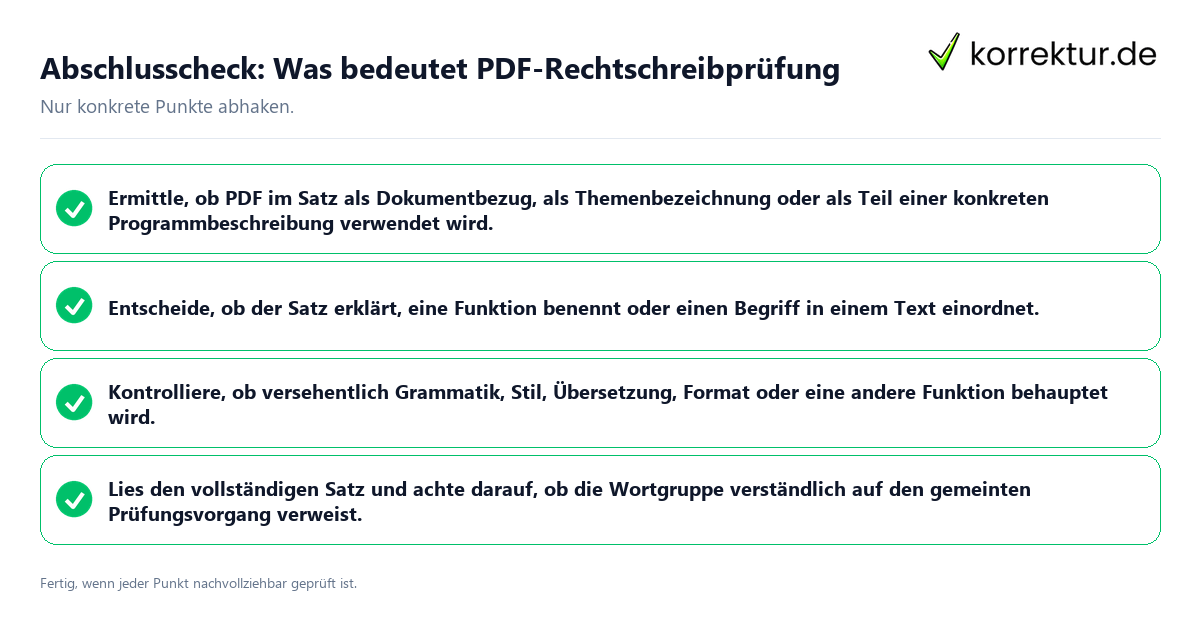 Konkreter Abschlusscheck zu Was bedeutet PDF-Rechtschreibprüfung