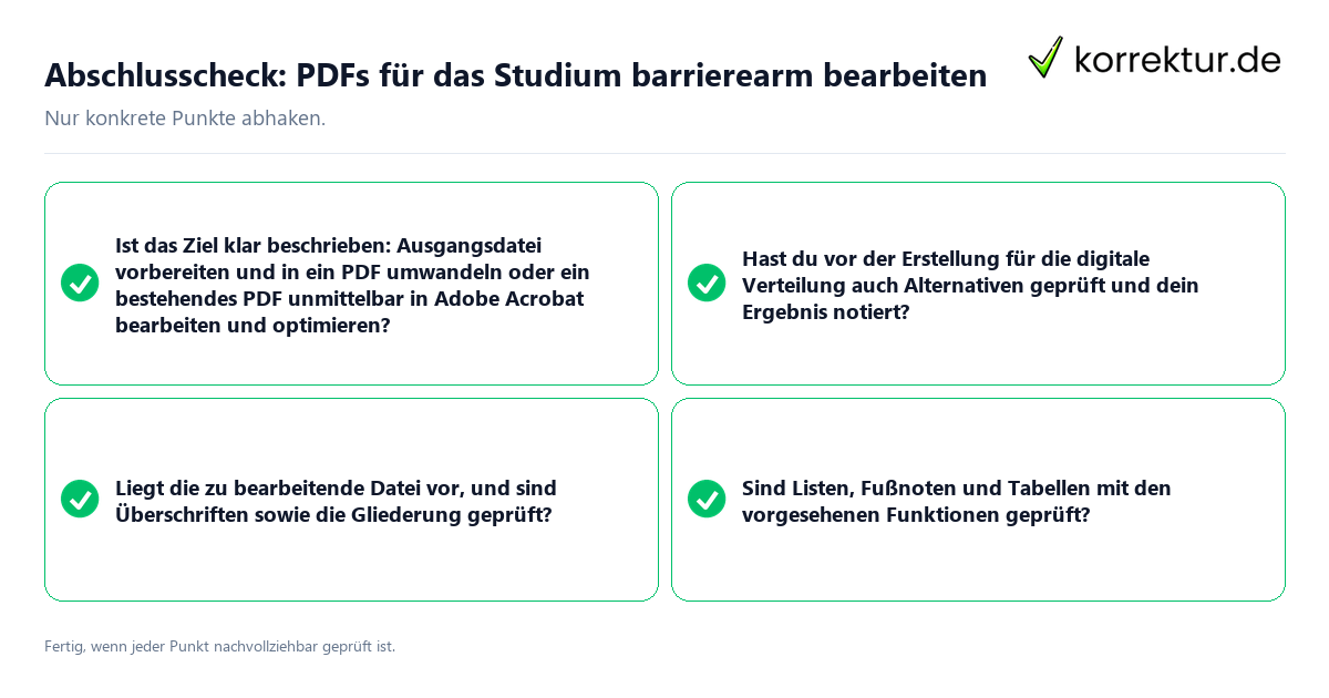 Konkreter Abschlusscheck zu PDFs für das Studium barrierearm bearbeiten