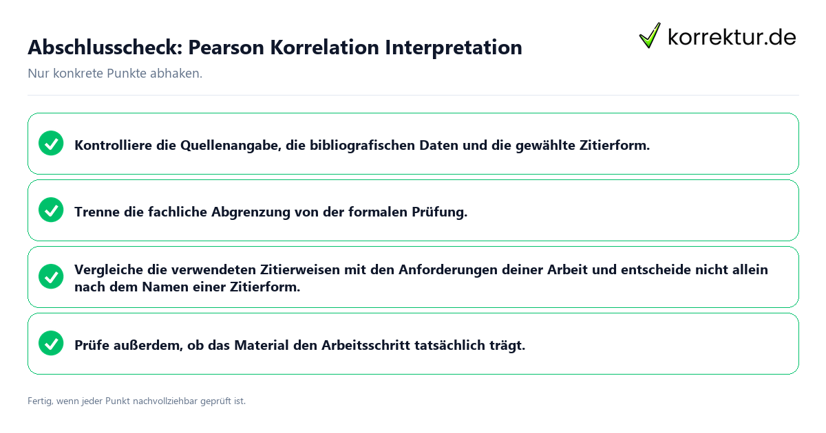 Konkreter Abschlusscheck zu Pearson Korrelation Interpretation