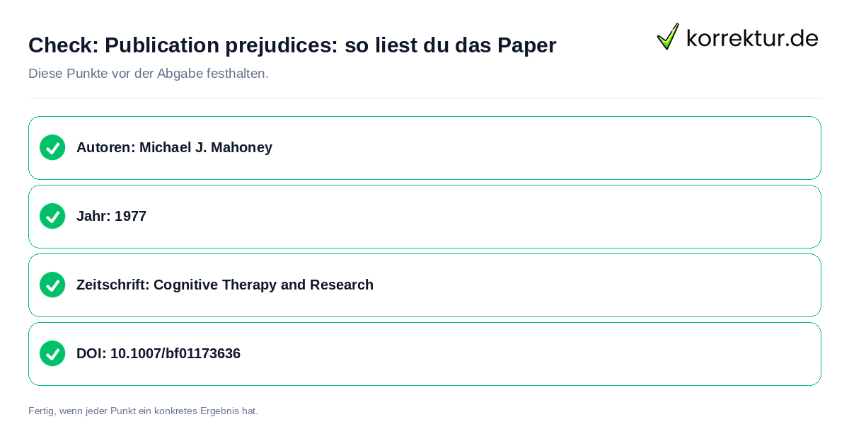Check: Publication prejudices: so liest du das Paper Publication prejudices: so liest du das Paper: Prüfliste mit vier Punkten