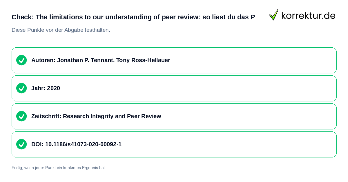 The limitations to our understanding of peer review: so liest du das P: Prüfliste mit vier Punkten