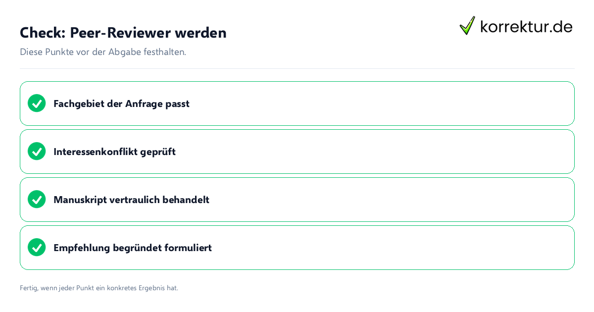 Peer-Reviewer werden: Prüfliste mit vier Punkten
