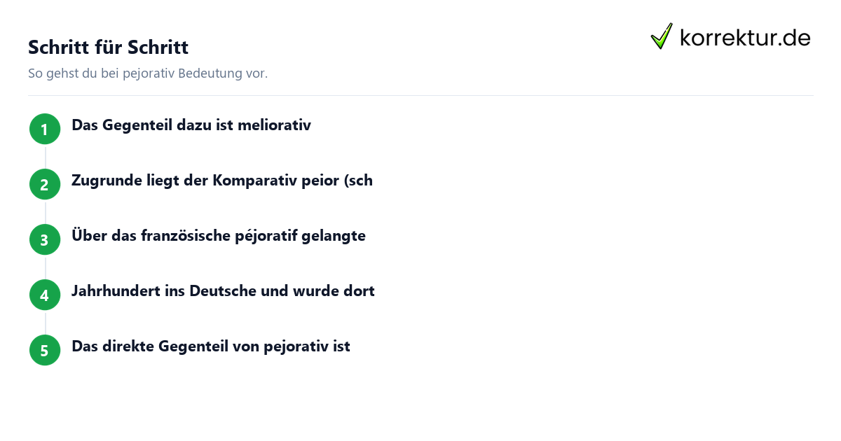 pejorativ Bedeutung: Schritte