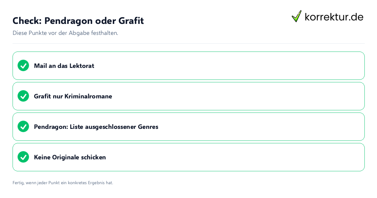 Pendragon oder Grafit: Prüfliste mit vier Punkten
