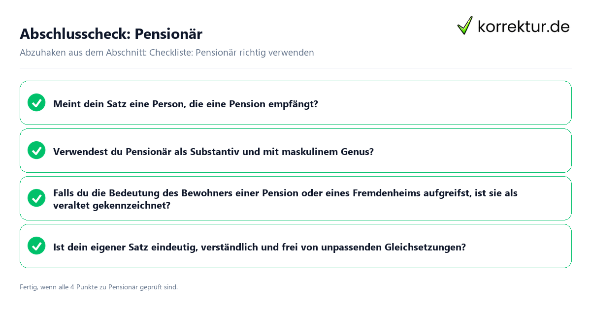 Konkreter Abschlusscheck zu Pensionär