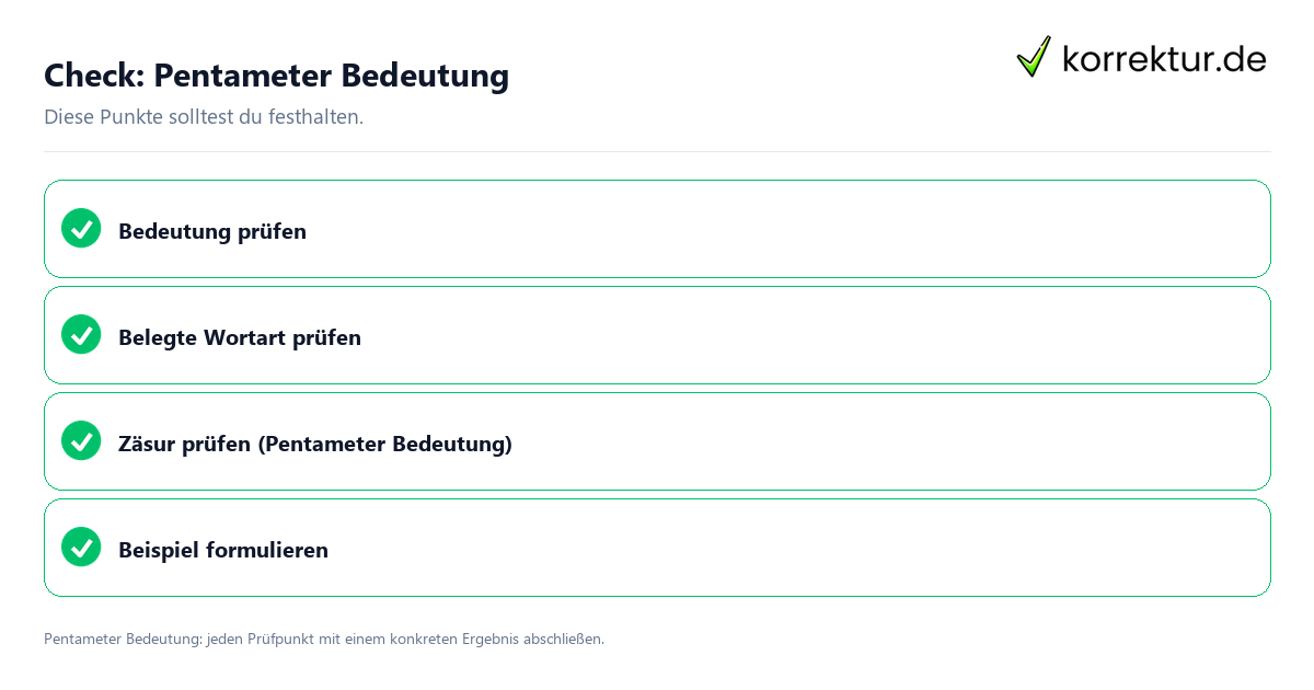 Check: Pentameter Bedeutung Pentameter Bedeutung mit einer themenspezifischen Checkliste