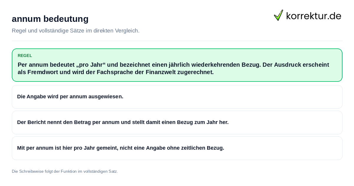 annum bedeutung Konkrete Regel und vollständige Beispielsätze zu annum bedeutung