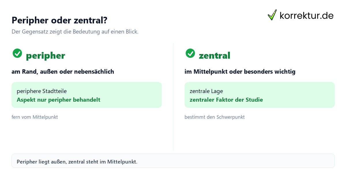 Peripher oder zentral? peripher Bedeutung im Vergleich zu zentral erklärt