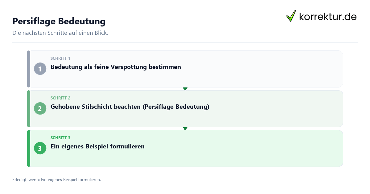 Persiflage Bedeutung mit einem Ablauf aus Prüfung, Kontakt und Dokumentation