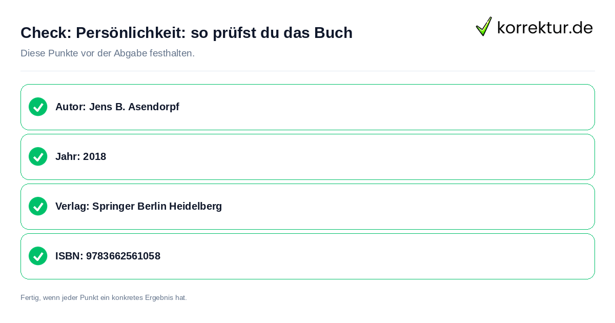 Check: Persönlichkeit: so prüfst du das Buch Persönlichkeit: so prüfst du das Buch: Prüfliste mit vier Punkten