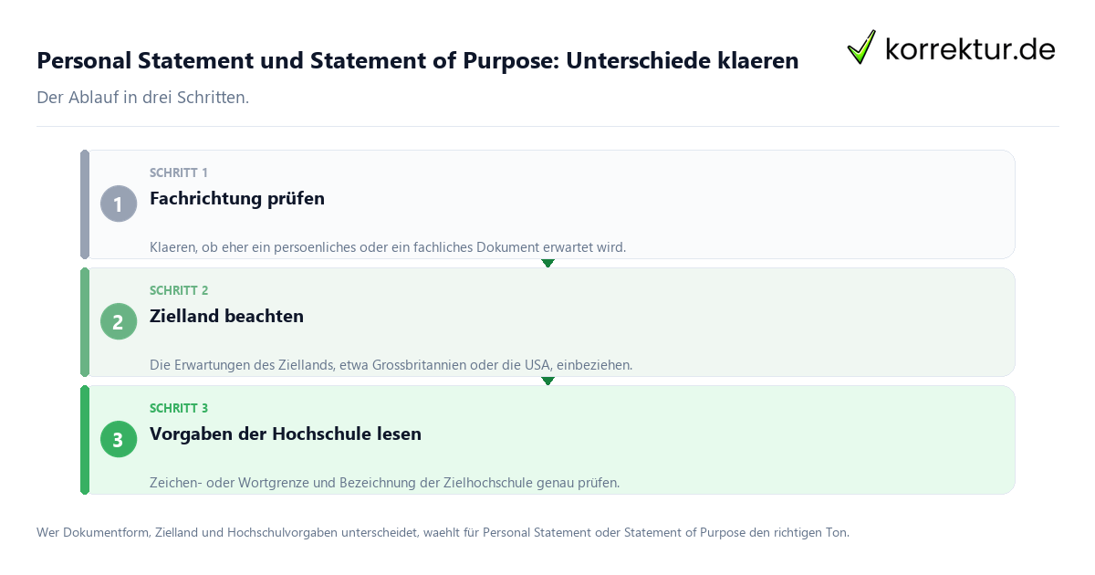 Personal Statement und Statement of Purpose: Unterschiede klären: der Ablauf in drei Schritten