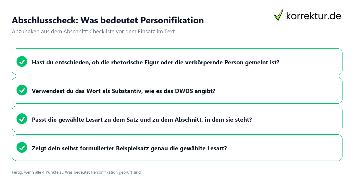 Konkreter Abschlusscheck zu Was bedeutet Personifikation