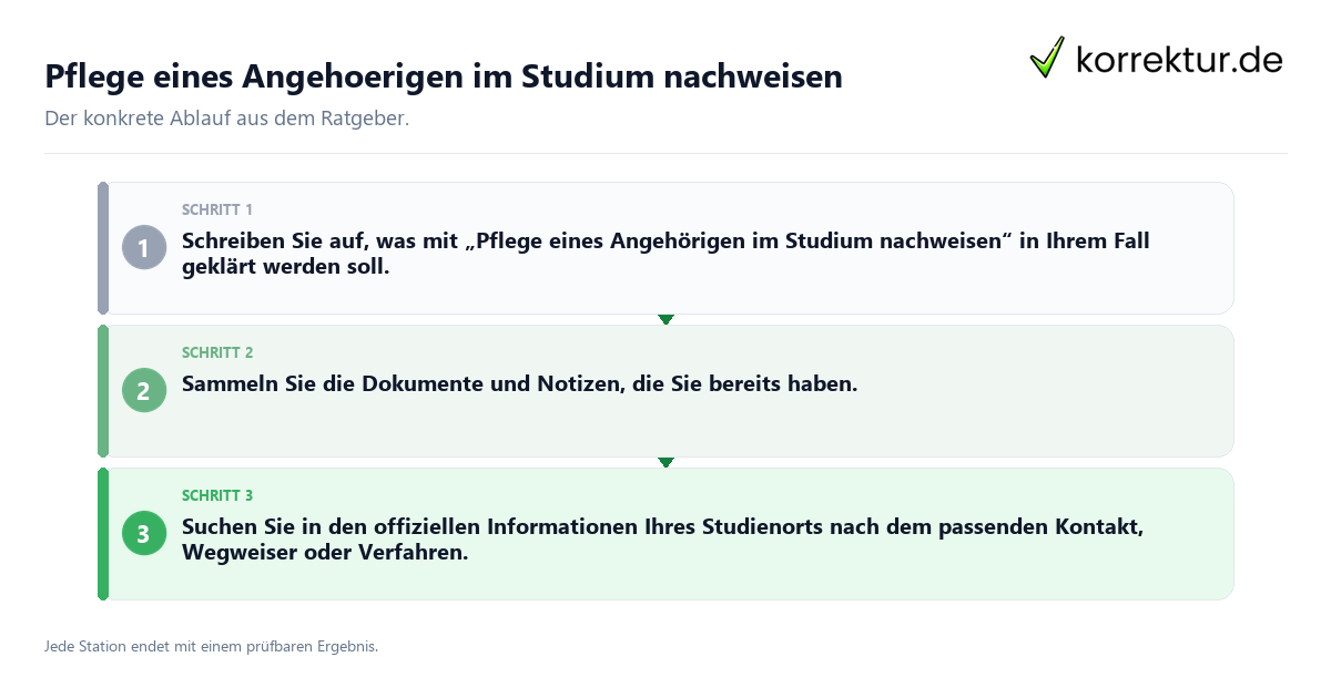 Konkrete Schritte zu Pflege eines Angehoerigen im Studium nachweisen