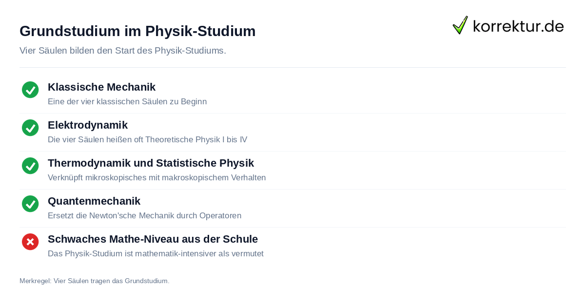 Grundstudium im Physik-Studium Physik studieren: Grundstudium mit vier klassischen Säulen