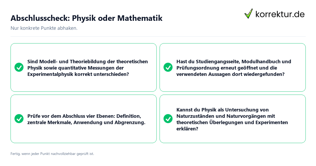 Abschlusscheck: Physik oder Mathematik Konkreter Abschlusscheck zu Physik oder Mathematik